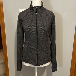 Athleta Criss Cross Hope Fitted Zip Jacket herringbone Size S BIN D